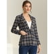 thumbnail image 2 of Blazers para mujer Chaqueta tipo blazer a cuadros con solapa con muesca Boyfriend Azul Oscuro S, 2 of 5