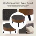 thumbnail image 6 of GZXS Vintage Round Coffee Table, 31.5"Dia Flip-Lid Accent Table with Hidden Storage, MDF Carved Top & Solid Wood Tapered Legs, Multi-Function for Living Room, Bedroom, Small Space, Brown+Black, 6 of 9