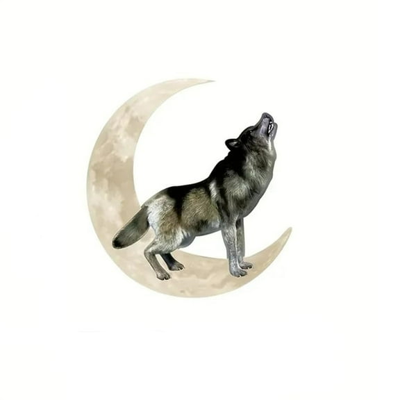 11.29×11.81 Inches Crafts Wolf On Moon Metal Art Wall Sticker for Living Room, Outdoor Decor, Home Decor, Bedroom, Decor metal wall hanging