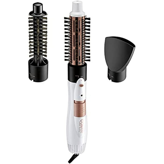 Conair Double Ceramic 3-In-1 Hot Air Brush, Dry As You Style, White
