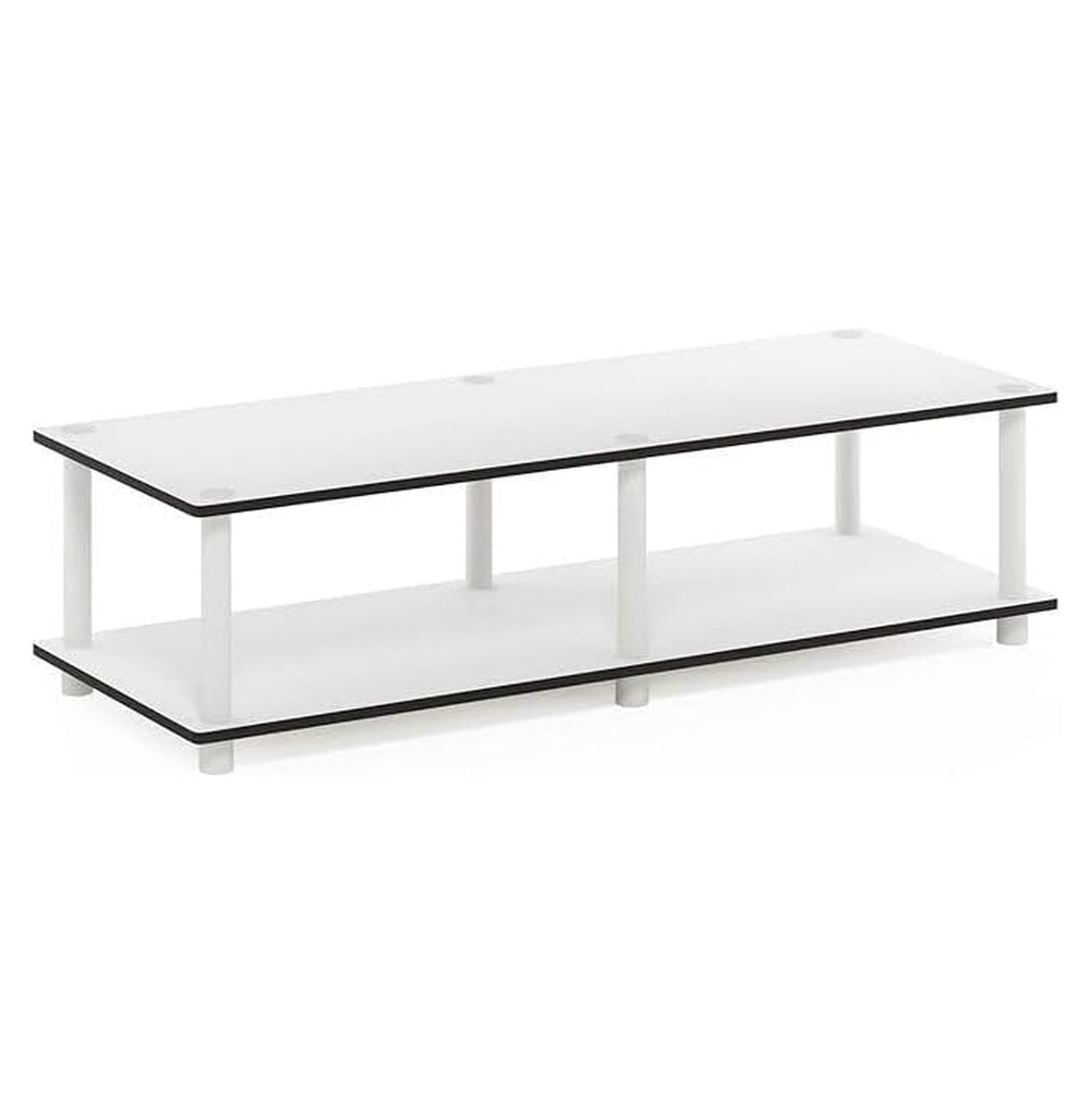 60 Inch TV Stand No Tools Assembly, White Entertainment Center for 42-65in TVs