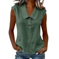 thumbnail image 2 of VBVC Women's Sleeveless Peter Pan Collar Shirt, Ladies' Breathable Button Down Tank Top, Casual Solid Color V-Neck Blouse For Women,Army Green,S-3XL, 2 of 7
