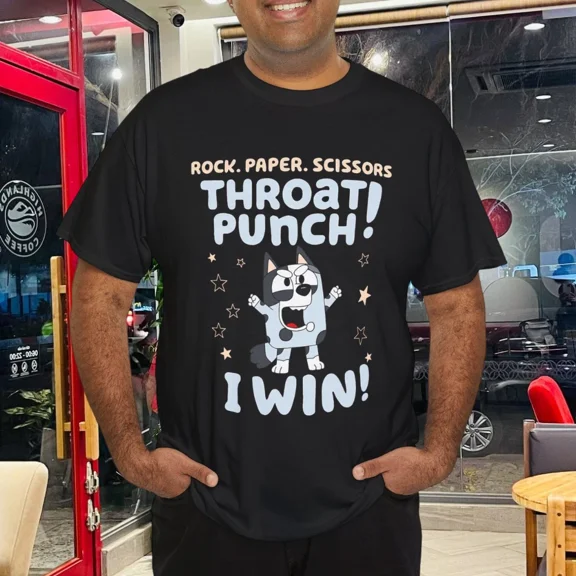 Muffin Rock Paper Scissors Throat Punch Blue Tan Heeler Dog Fan Unisex T-Shirt up to Size 5XL