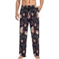 thumbnail image 3 of Men's Pajama Pants with Pockets Sleepwear Lounge Pants Stretch Casual Floral Roses Watercolor, 3 of 6