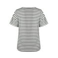 thumbnail image 3 of MAWCLOS Hauts d'Été pour Femmes T-shirt Col en V Manches Courtes T-shirt Mode Tunique Rayée Gris Blanc m, 3 of 3