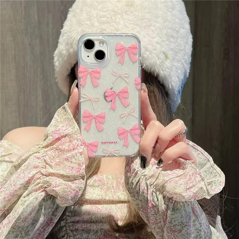 Coquette Bowknot Phone Case For IPhone 16 Plus, Cute Pink Ribbon Bow Aesthetic Case For Women Girls - 2024 Pink