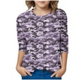 thumbnail image 5 of Favoffer Kids' Camouflage Print 3/4 Sleeve Top, Trendy Casual Round Neck Shirt for Casual Outings Adventure Play , 3-12Y, 5 of 6