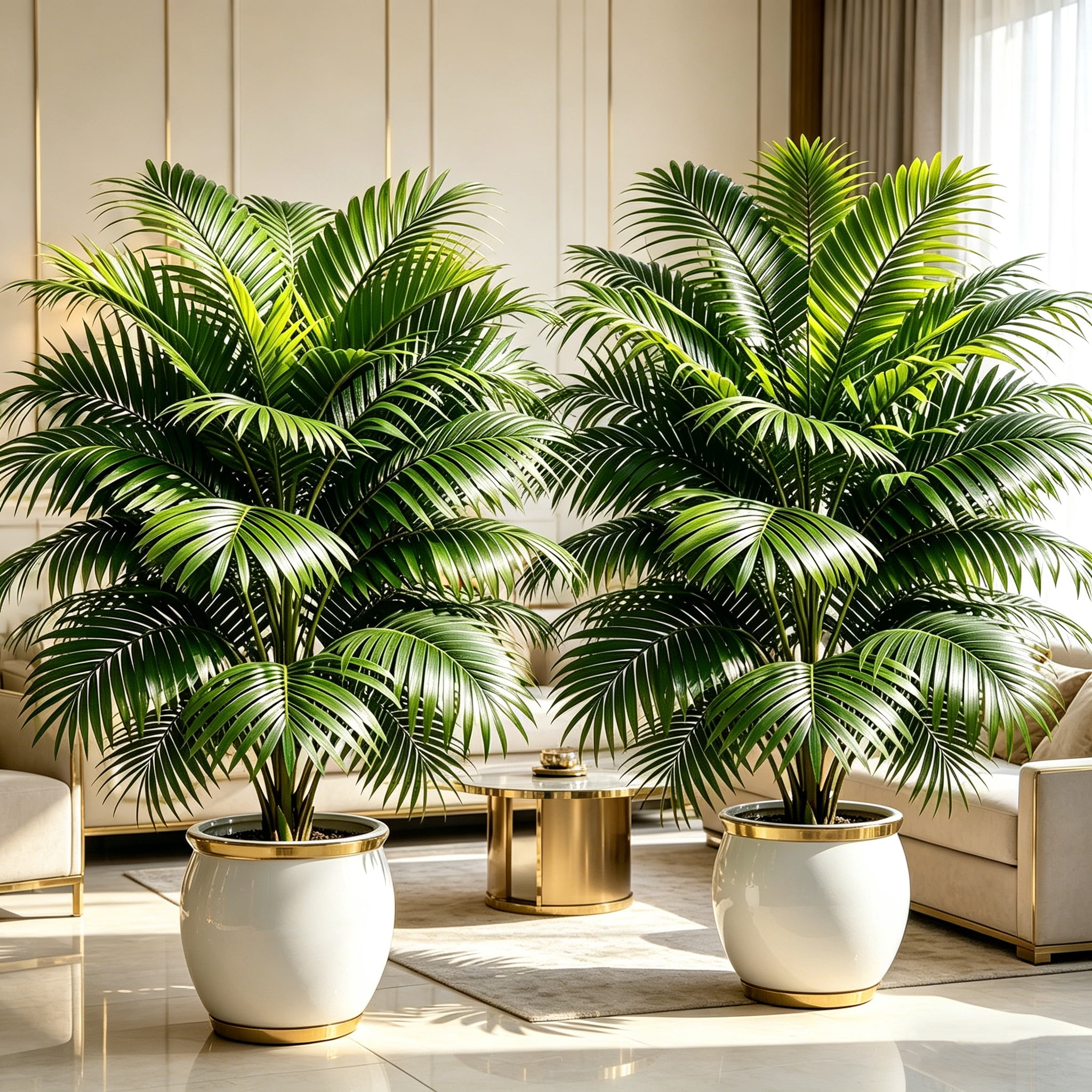 2 Pack 35.4in Artificial Palm Tree, 90cm Fake Areca Palm Plant for Indoor Outdoor Home Decor