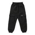 thumbnail image 6 of Doomiva Kids Girls Cotton Jogger Cargo Pants Street Hip Hop Dance Dungarees Trousers Sweatpants A Black 8, 6 of 7