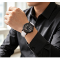 thumbnail image 2 of Fashion Skeleton Dial Quartz Watch - Stylish Roman Numeral Analog Wristwatch with Leather, Unisex Casual Dress Watch for Men & Women,H, 2 of 4