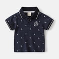 thumbnail image 2 of YDFCWXW Toddler Boys Short Sleeve Polo Shirt, Kids Casual Cotton Preppy Top for Daily, School & Summer Wear (Navy, 3-4 Years), 2 of 3