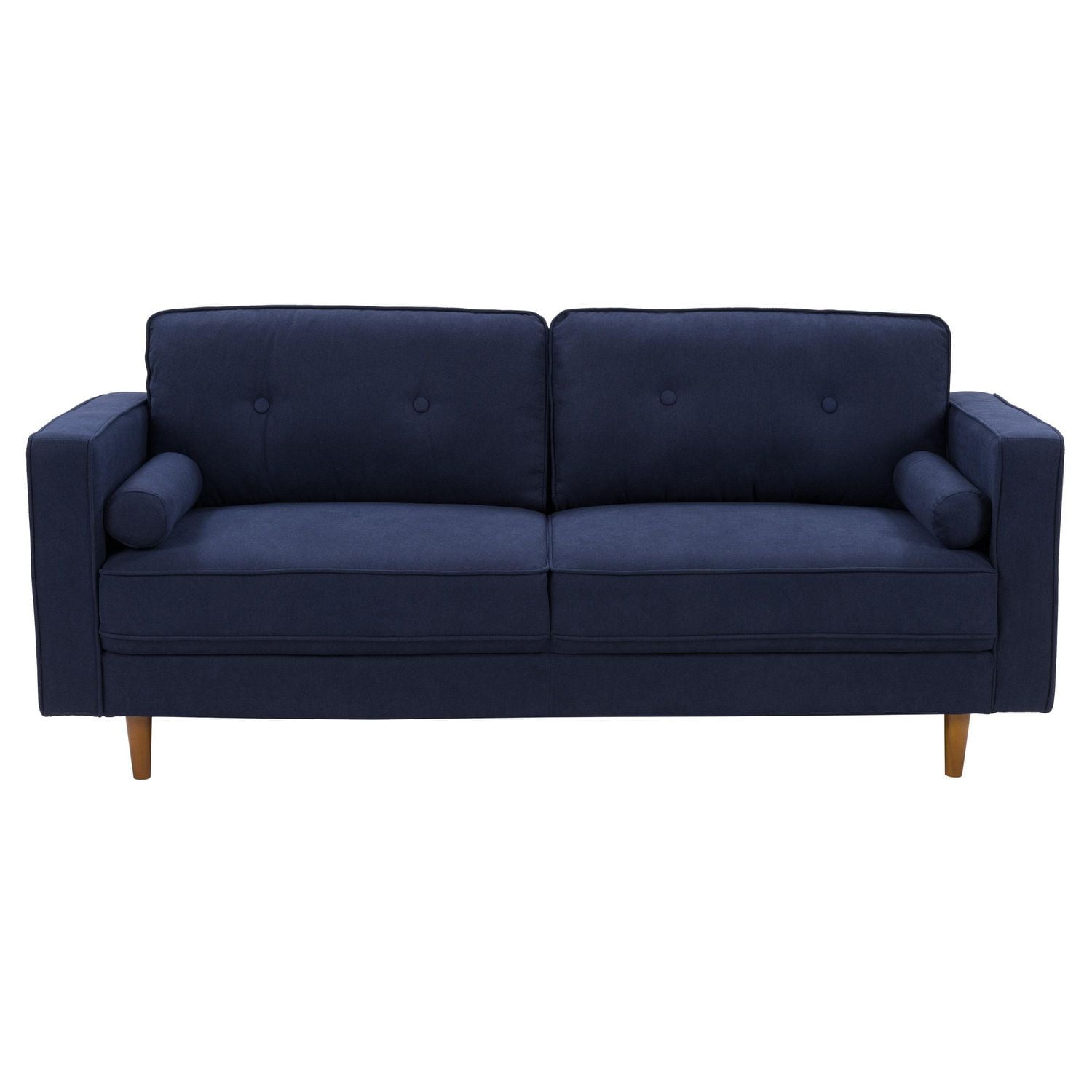 CorLiving Mulberry 2-Piece Mid-Century Modern Fabric Upholstered Living Room Set with Sofa and Chair, Navy Blue
