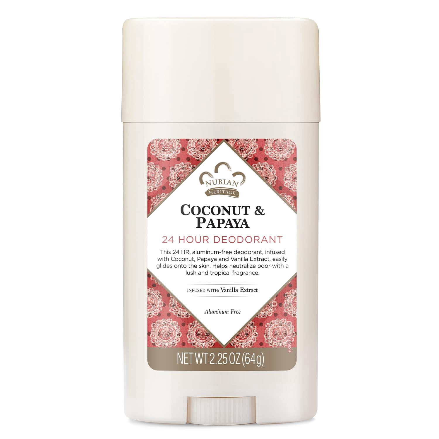 Nubian Heritage Coconut and Papaya 24 Hour Deodorant Stick - Pack of 3, Deodorant Stick 2.25 oz