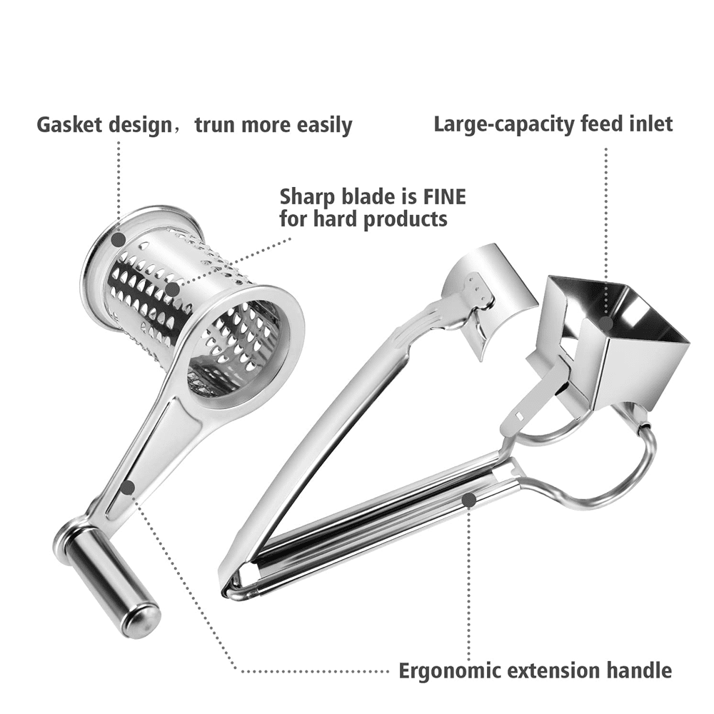 Delaman Rotary Cheese Grater Stainless Steel Cheese Grater Hand Held  Rotating Grater Kitchen Tools Hand Crank Rotary Cheese Shredder Manual  Rotary