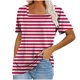 thumbnail image 1 of Tops Cortos para Mujeres Cuello de Color de Raya Manga Corta Casual para Uso Diario Y de Fiesta, 1 of 4