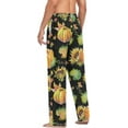 thumbnail image 6 of Men's Pajama Pants with Pockets Sleepwear Lounge Pants Stretch Casual Thanksgiving Pumpkins and Sunflowers, 6 of 7