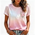 thumbnail image 3 of Mfakffe Breast Cancer Shirts for Women October Breast Cancer Awareness Short Sleeve Tee Pink Ribbon Print Crew Neck Casual T-Shirt for Breast Cancer Support, 3 of 5