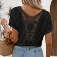 thumbnail image 2 of Summer Tops For Women Sevevn Women's Tops Casual Scoop Neck Short Sleeve Eyelet Embroidered Hollow Out Blouses Shirts Shirts For Women, 2 of 6