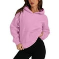 thumbnail image 5 of Xcmzpl Women's Hoodies Basic Solid Color Hooded Sweatshirt Trendy Pullover Tops Comfort Long Sleeve Shirts Fall Clothes, 5 of 9