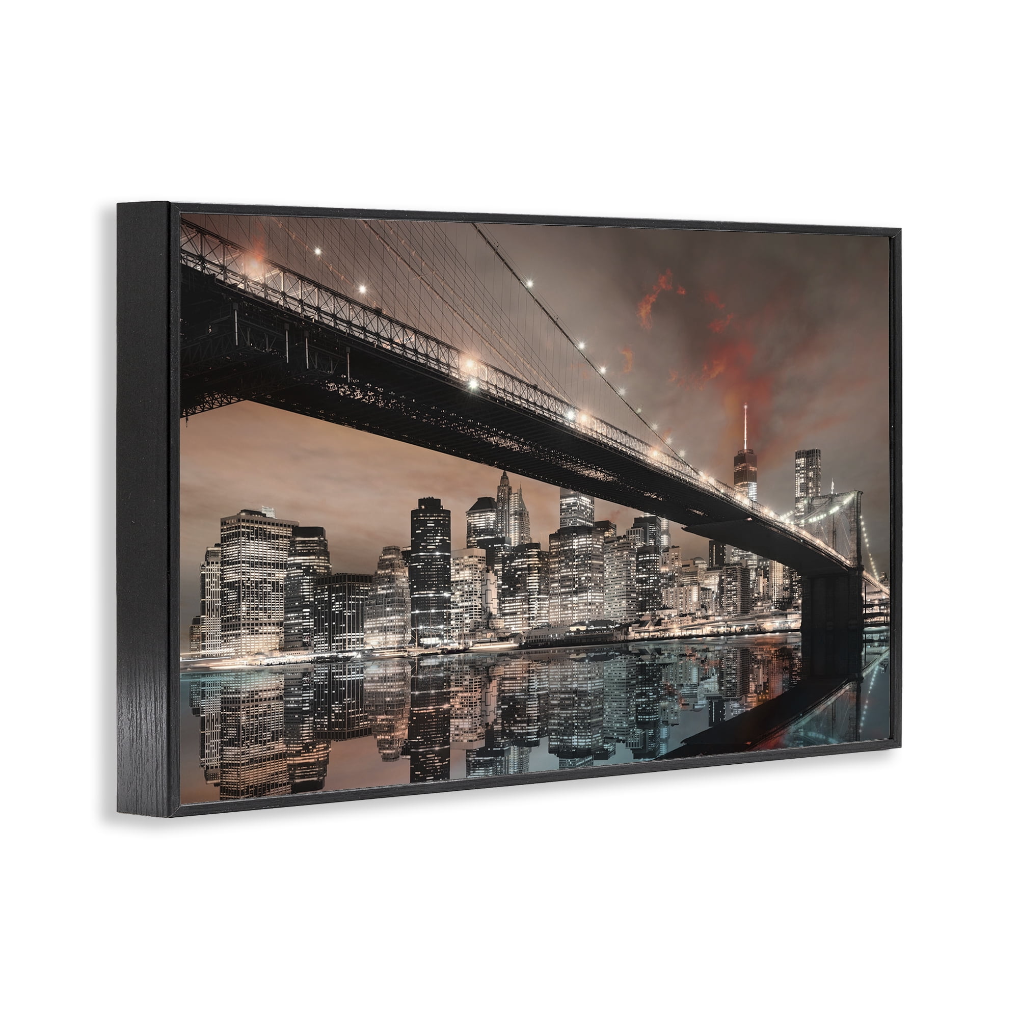 Stupell Industries Bridge Cityscape View Scenery Photography Black Framed Art Print Wall Art, 18 x 12