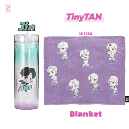 

BTS TinyTAN Official BTS Ice Cup Tumbler 11.8 oz Jin w/ Cheers Blanket
