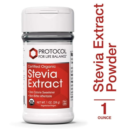 Protocol For Life Balance - Stevia Extract Powder (Certified Organic) - Naturally Processed Organic Formula Helps to Improve Taste & Sweetening Properties - Zero Calorie Sweetener - 1 oz. (28