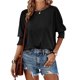 thumbnail image 1 of Camiseta con puños plisados para mujer, jersey de cuello redondo, Tops de media manga, camisetas sueltas informales de uso diario, ropa de calle de tendencia de verano, 1 of 5