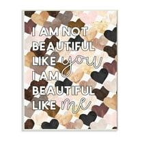 Stupell Industries Beautiful Like Me Phrase Inspirational Heart Pattern Typography Painting Wall Plaque Art Print Wall Art, 13 x 19