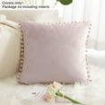thumbnail image 5 of Unique Bargains Velvet Pillow Cover with Pompoms for Sofa 1PCS Pale Pink 20x20Inch, 5 of 8