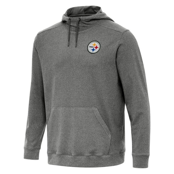 Men's Antigua Heather Black Pittsburgh Steelers Cloud Pullover Hoodie