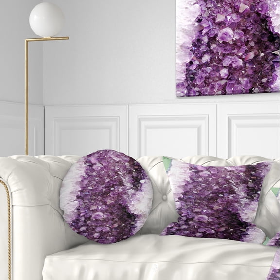 Designart Purple Precious Stones - Abstract Throw Pillow - 12x20