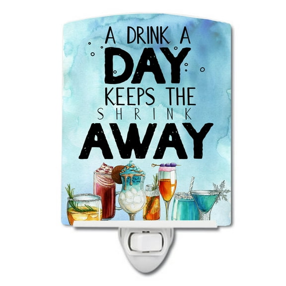 Caroline's Treasures BB5410CNL A Drink a Day Sign Ceramic Night Light, 6x4x3", multicolor