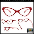 thumbnail image 2 of Womens Bling Rhinestone Gothic Cat Eye Clear Lens Plastic Fashion Eyeglasses Red, 2 of 8