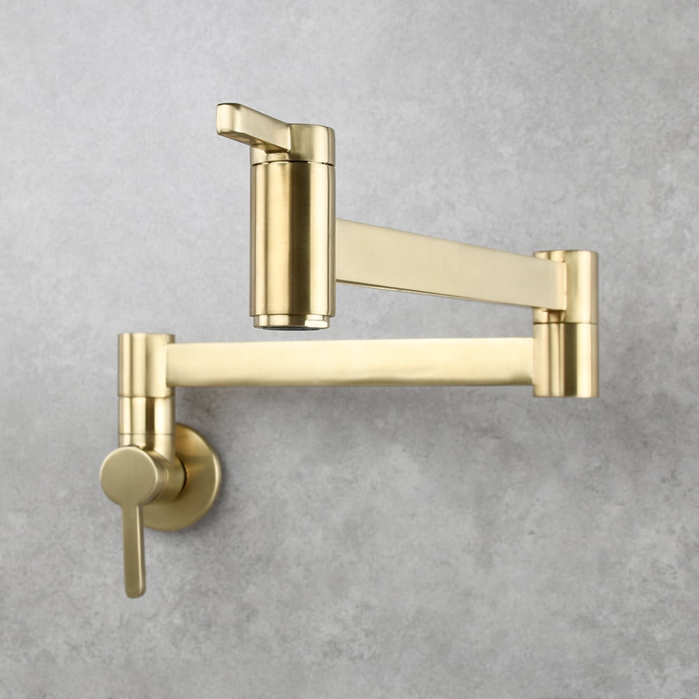 Kepooman Foldable Bathroom Faucet, Wall Mount Bathroom Kitchen Sink Brushed Sink Faucet, Gold Kepooman Foldable Bathroom Faucet, Wall Mount Bathroom Kitchen Sink Brushed Sink Faucet, Gold
