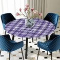 thumbnail image 5 of Elastic Fitted Round Tablecloth, Purple Plaid Waterproof Stretch Table Cover for 36"-44" Tables, Modern Art Checkered Farmhouse Washable Outdoor Tablecloths for Patio, Picnic, Camping, 5 of 9