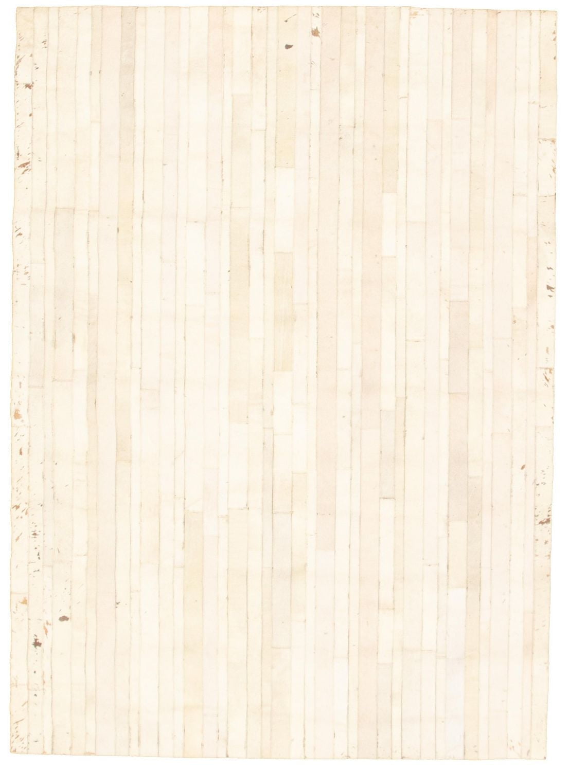 ECARPETGALLERY 4'8" x 6'6" Contemporary Cowhide Patchwork Handmade Area Rug for Living Room, Dining Room and Bedroom in Ivory