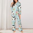 thumbnail image 3 of Junzan Cute Cows Print Womens Pajama Sets,Long Sleeve Button Down For Women Pjs 2 Piece, 3 of 9