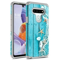 LG K51 Case, Rosebono Slim Hybrid Dual Layer Shockproof Hard Cover Graphic Fashion Cute Colorful Silicone Skin Cover Armor Case for LG K51 (Starfish)