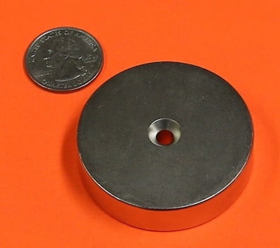 2 in x 1/2 in Disc w/#8 Dual Sided Countersunk Hole Neodymium Magnet