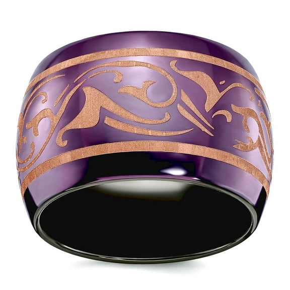 Black Titanium Polished Domed Anodized Copper Color 16mm Band Size 6.5 Ring for Women and Men