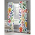 thumbnail image 3 of Spring Floral Sheer Curtains 96 Inch Length 2 Panels Set, Colorful Summer Botanical Flowers Abstract Voile Window Treatment Semi Sheer Long Curtains Drapes for Bedroom/Living Room/Kitchen 52"x96"x2, 3 of 7