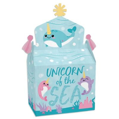 Narwhal Girl Treat Box Party Favors Under The Sea Baby Shower Or Birthday Party Goodie Gable Boxes Set Of 12 Walmart Com