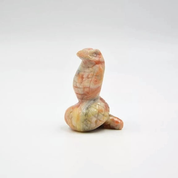 EOEMY Natural Agate Snake Carved Quartz Crystal Serpent Healing Mini Energy Gem Decor