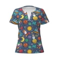 thumbnail image 2 of Uemuo Cartoon Space Drawing Women's Deep V-Neck Low Cut Tops - Casual Loose Fit with Stainless Steel Loop, Soft, Breathable, Perfect for Office, Travel, and Daily Wear-X-Large, 2 of 5
