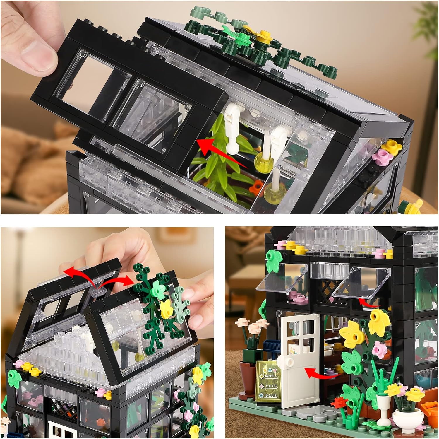 Flower House Building Set, Create Cozy House Toy Set Model Building Kit, Friends House with LED Lights Warmth Building Blocks Set, Friends House Sets for Girls Boys 6-12 (579 Pcs)