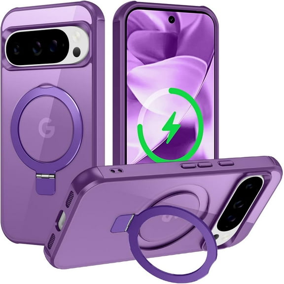 MYKOMI for Google Pixel 10 Pro XL Case, [Magnetic Invisible Stand] [Compatible with MagSafe] [Military Grade Drop Protection] Slim Frosted Translucent Back Shockproof Protective Cover