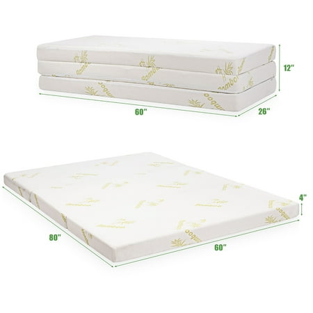 Costway 4 Queen Size Folding Foam Mattress Tri Fold Sofa Bed Guest Floor Play Mat Canada Costway 4 Queen Size Folding Foam, Twin Folding Mattress Sofa Bed