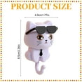 thumbnail image 3 of Under 10 Hooks Cat Key Holder Creative Cat Shape Hooks 2 Pack Adhesive Coat Hooks Cute Cat Hooks with Sunglasses Decorative Cat Hooks for Keys Towel Hat Coat, 3 of 7