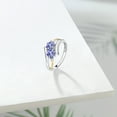 thumbnail image 4 of Gem Stone King 0.94 Ct Round Blue Tanzanite 925 Silver and 10K Yellow Gold Lab Grown Diamond Two Stone Crossover Ring (Size 9), 4 of 5