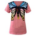 thumbnail image 4 of Pntutb moda mujer cuello en V verano manga corta estampados de mariposa tops camiseta suelta Pntutb Pntutb-8269, 4 of 5